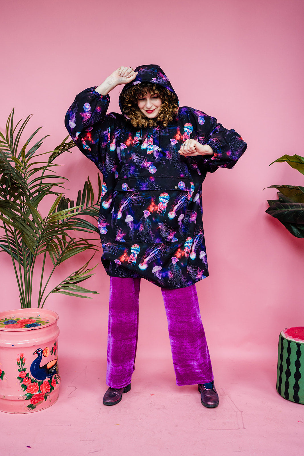 Rain Poncho in Jellyfish Print