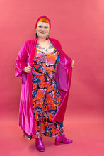 Load image into Gallery viewer, Velvet Ruffle Maxi Cardigan in Bright Pink