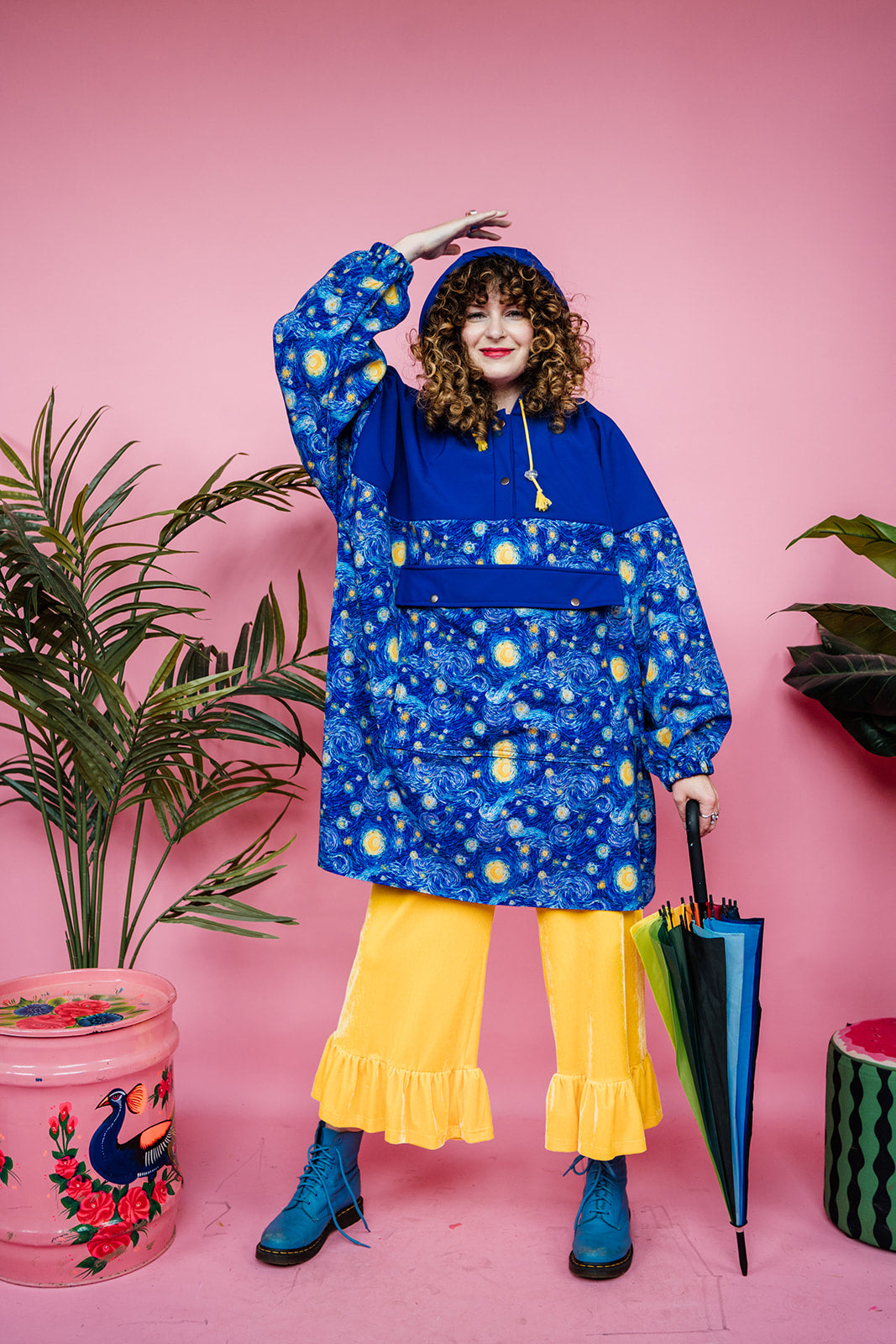 Rain Poncho in Starry Night Print