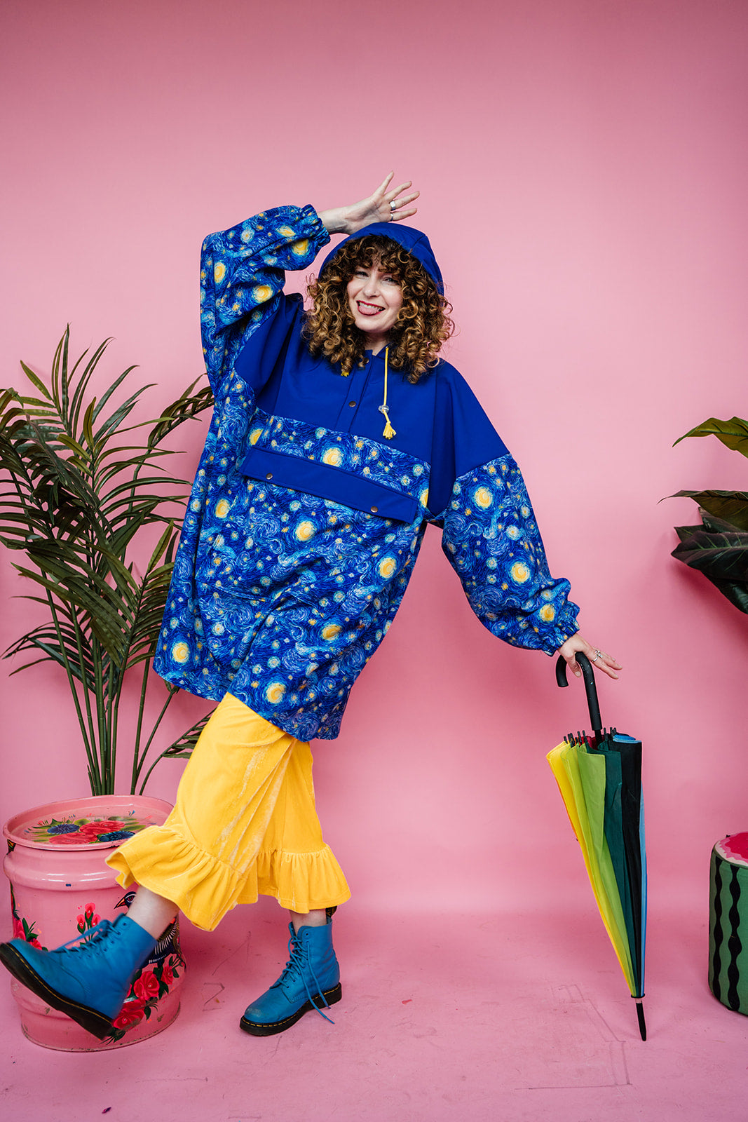 Rain Poncho in Starry Night Print