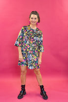 Velvet Ruffle Swing Dress in Winter Bloom - Megan Crook