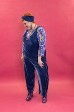 Load image into Gallery viewer, Velvet Dungaree Jumpsuit in Lavender Grey