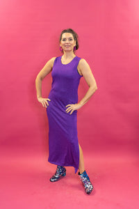 Glitter Lurex Maxi Dress in Purple