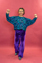 Load image into Gallery viewer, Batwing Pullover in Squiggle Blobs Dark Teal