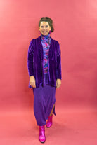 SALE - Maxi Velvet Side Split Skirt in Purple Glitter M - Megan Crook