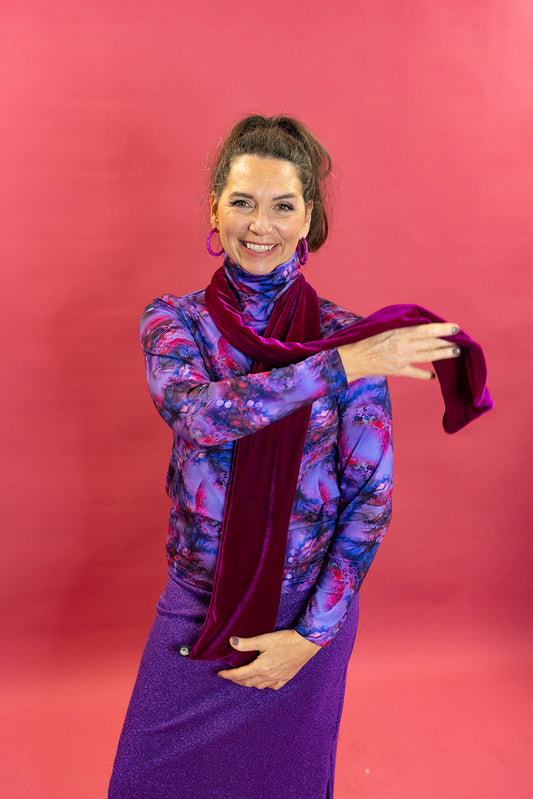 Velvet Scarf in Cerise