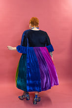 Load image into Gallery viewer, Velvet Rainbow Ruffle Smock Dress