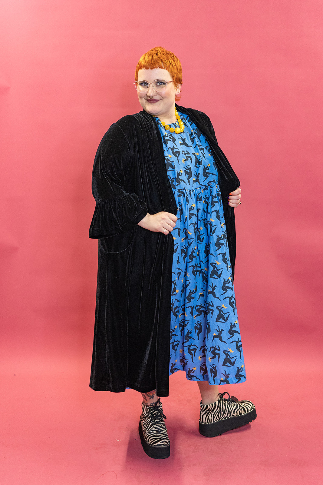 Velvet Ruffle Maxi Cardigan in Black