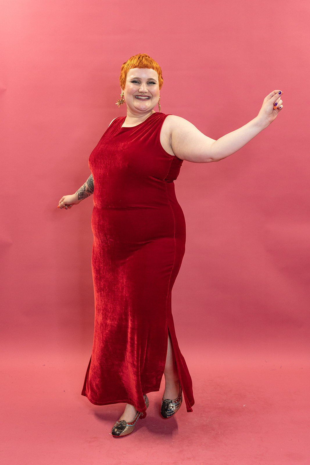 Velvet Maxi Dress in Red