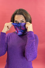 Load image into Gallery viewer, Jersey Snood in Purple Ink Marble