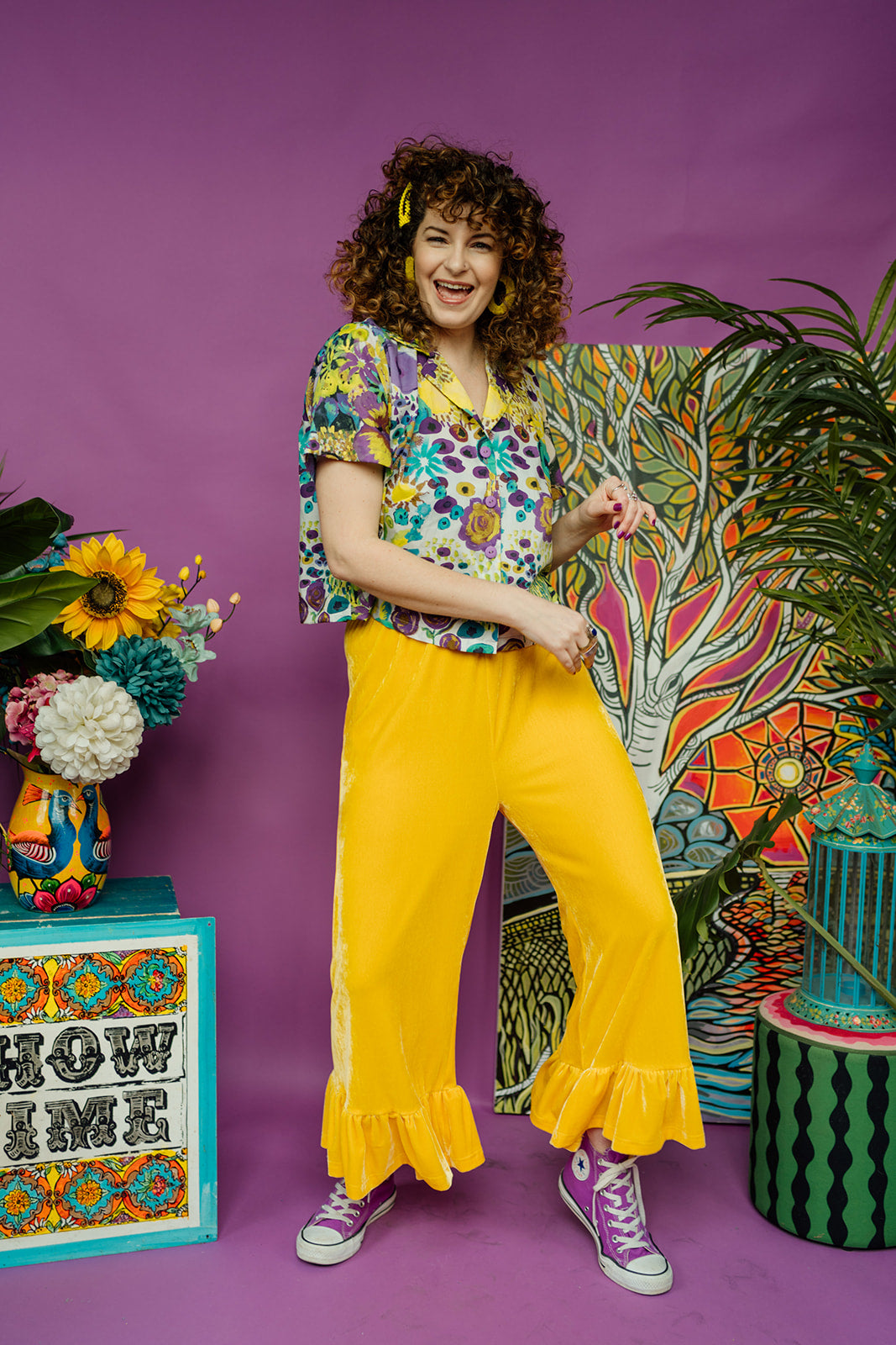 Liberty Bowling Shirt in Lilac Painted Floral