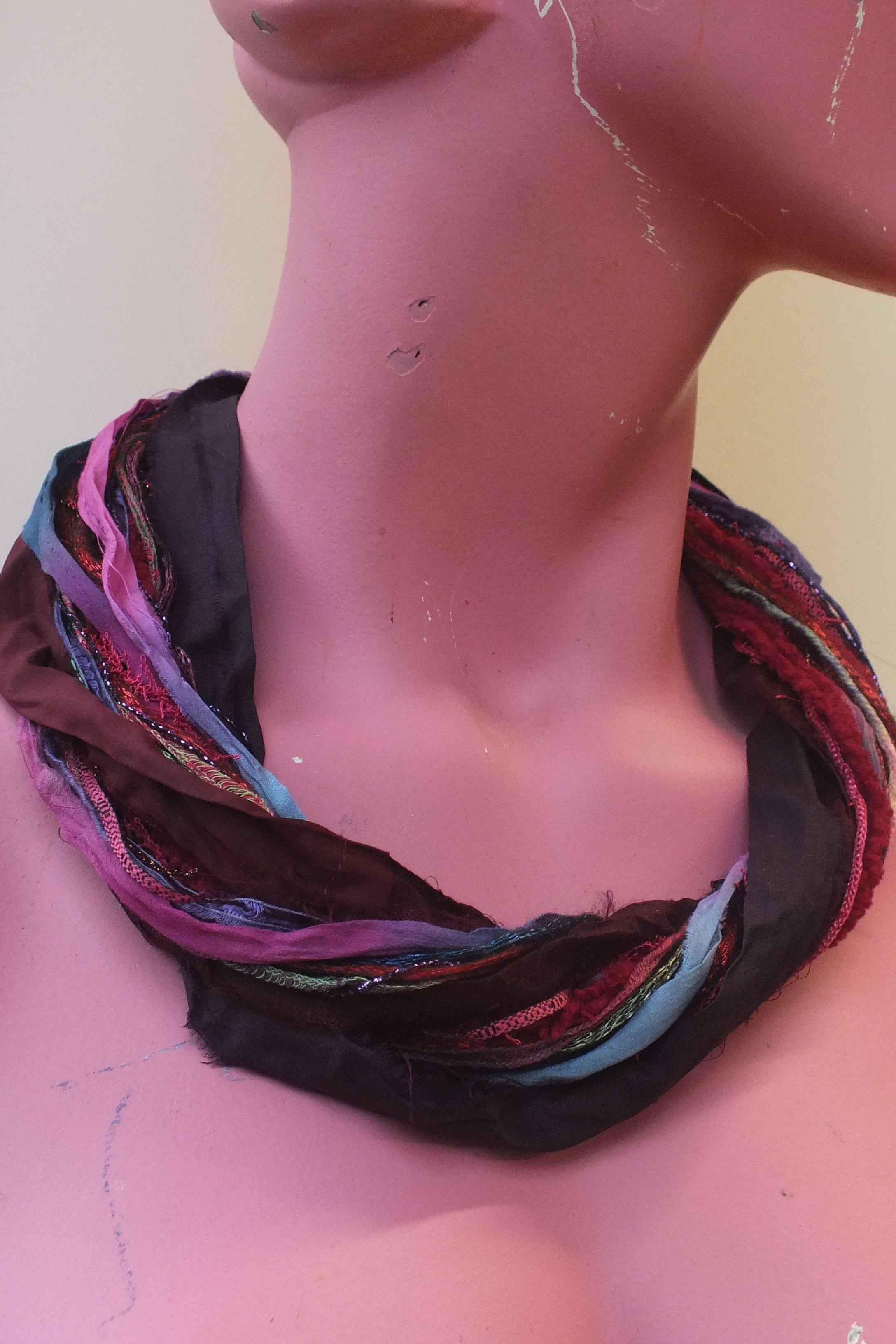 Silk Yarn Necklace in Winter Berry - Megan Crook