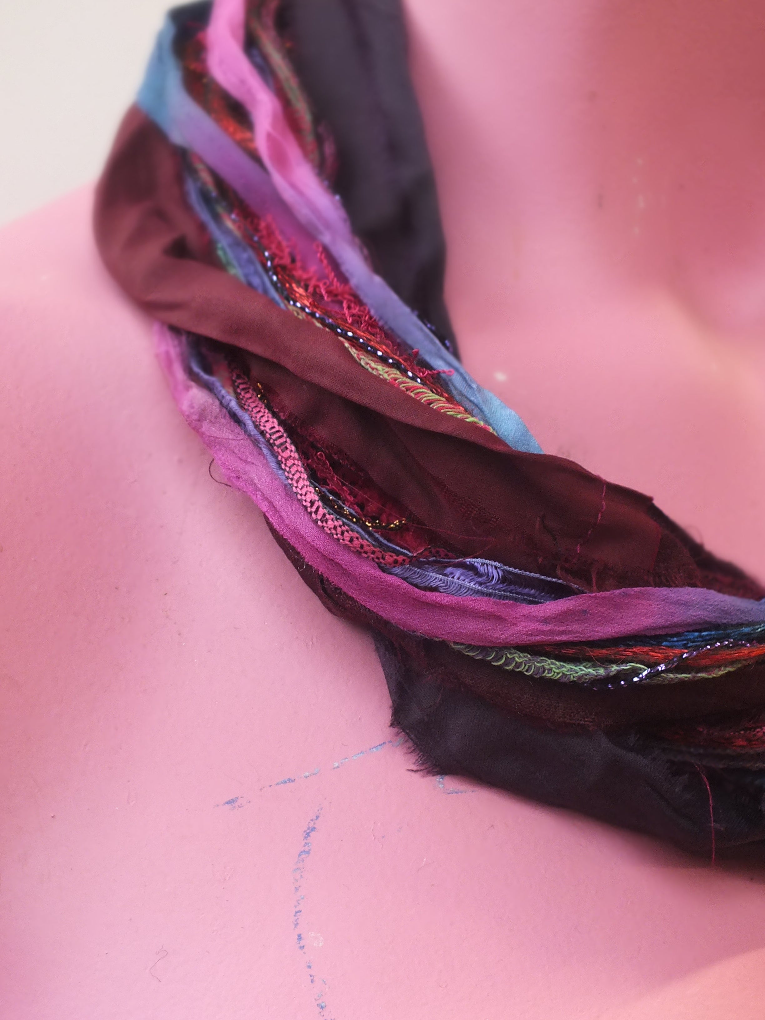 Silk Yarn Necklace in Winter Berry - Megan Crook