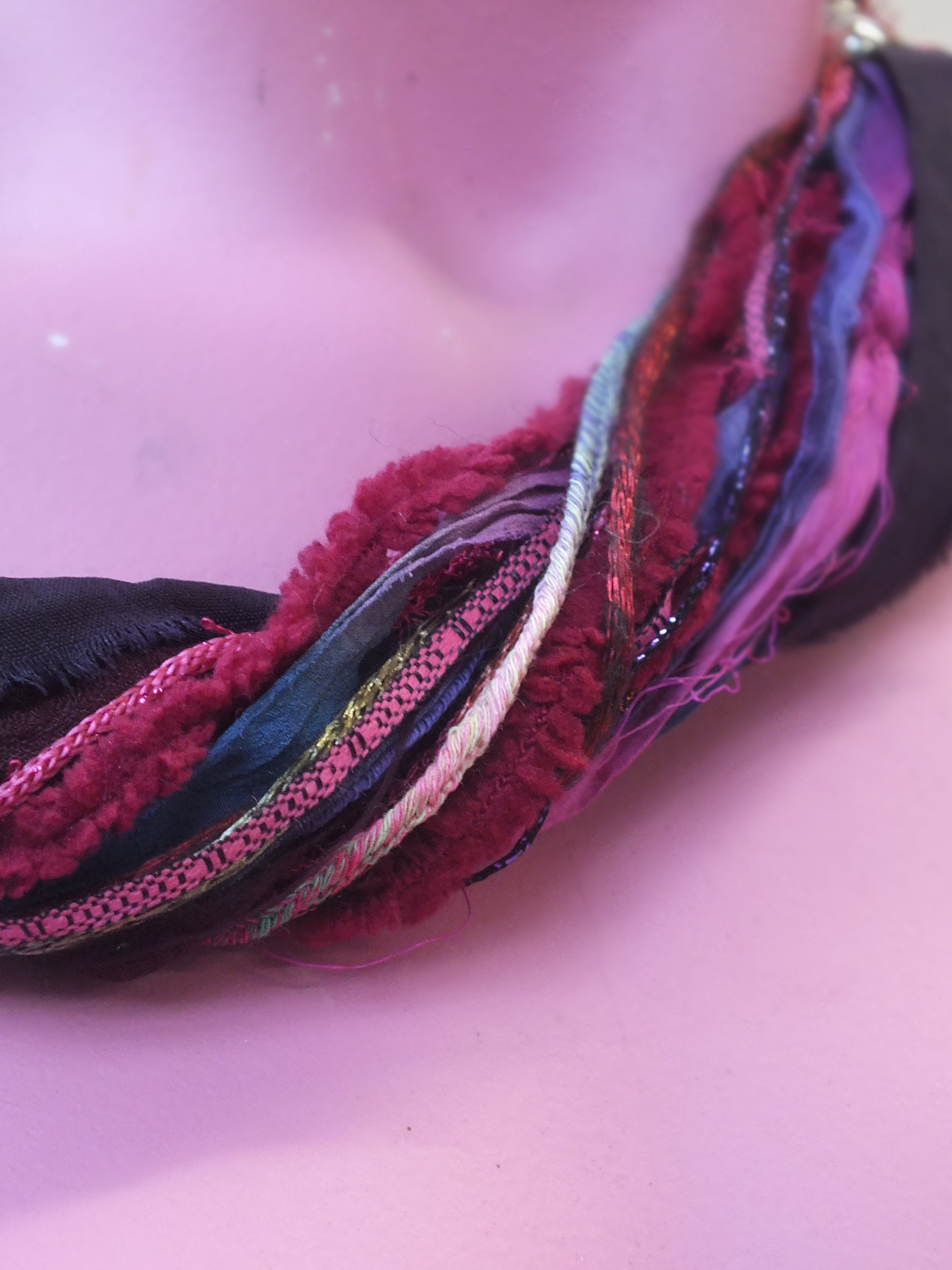 Silk Yarn Necklace in Winter Berry - Megan Crook