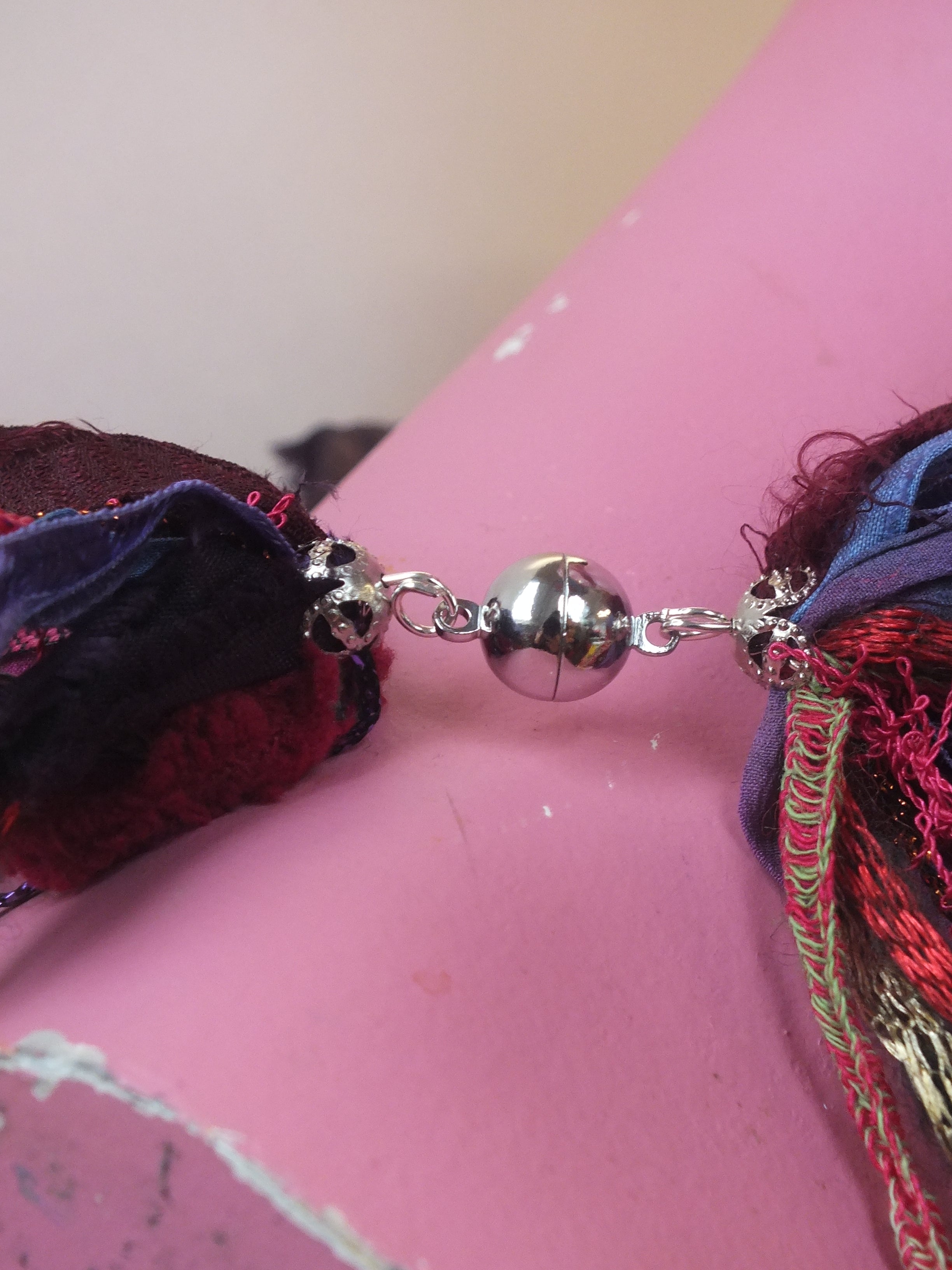 Silk Yarn Necklace in Winter Berry - Megan Crook