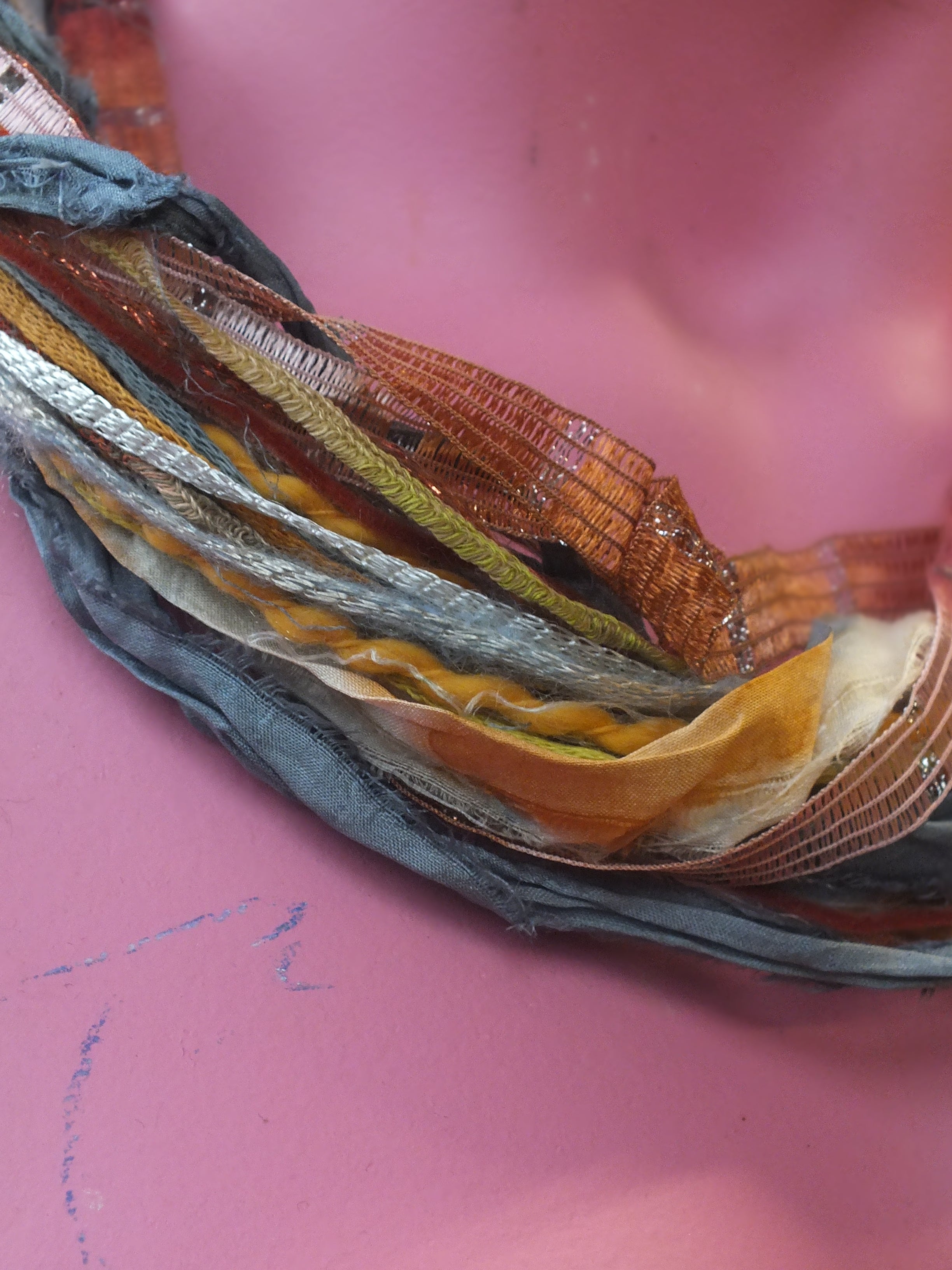 Silk Yarn Necklace in Grey Ochre - Megan Crook