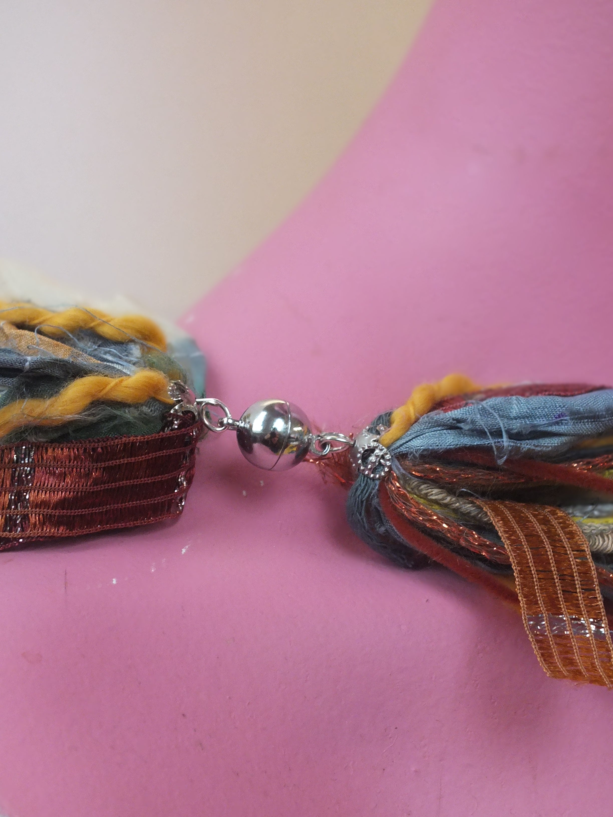 Silk Yarn Necklace in Grey Ochre - Megan Crook