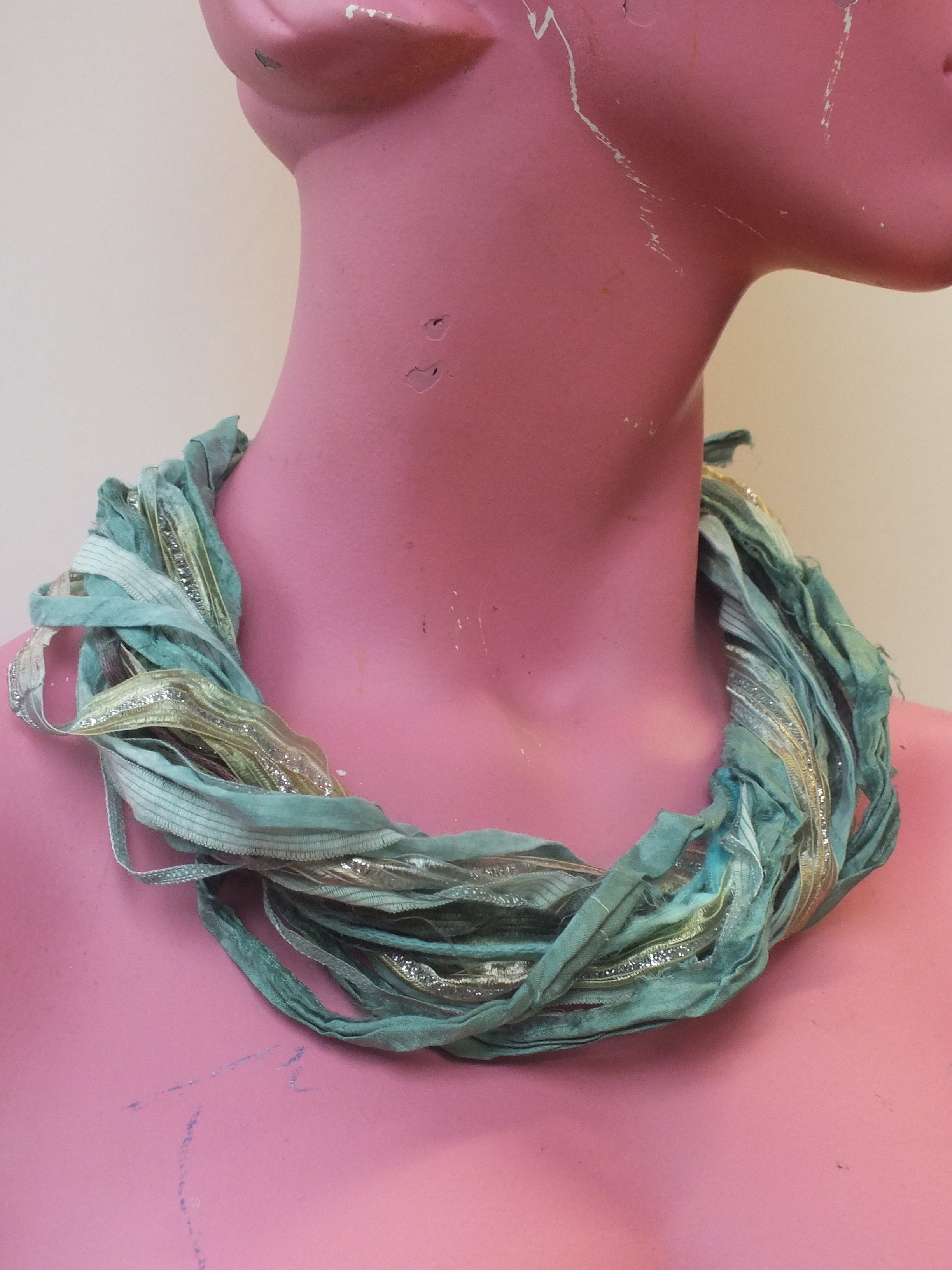 Silk Yarn Necklace in Seafoam - Megan Crook