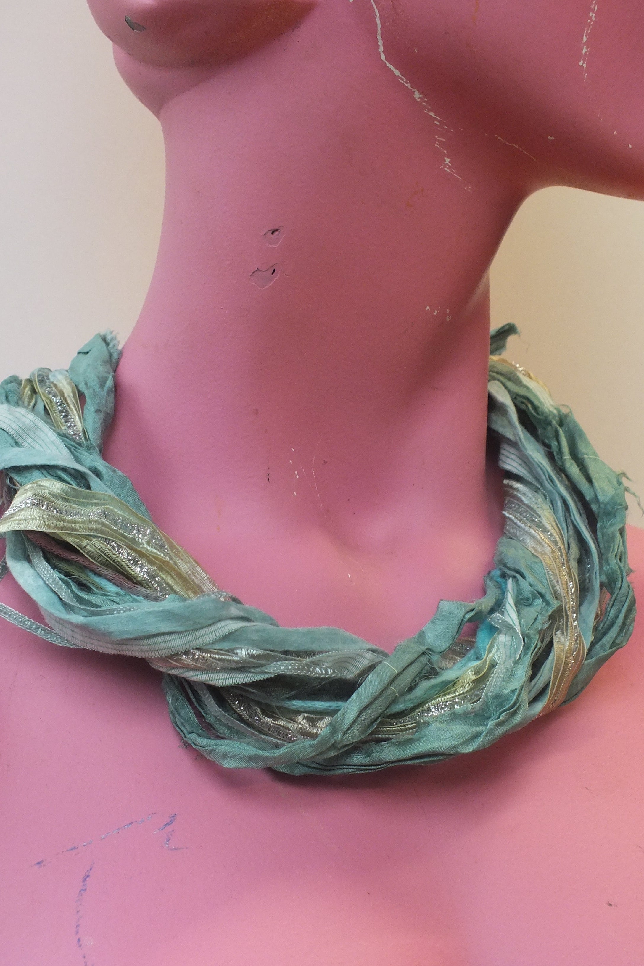 Silk Yarn Necklace in Seafoam - Megan Crook