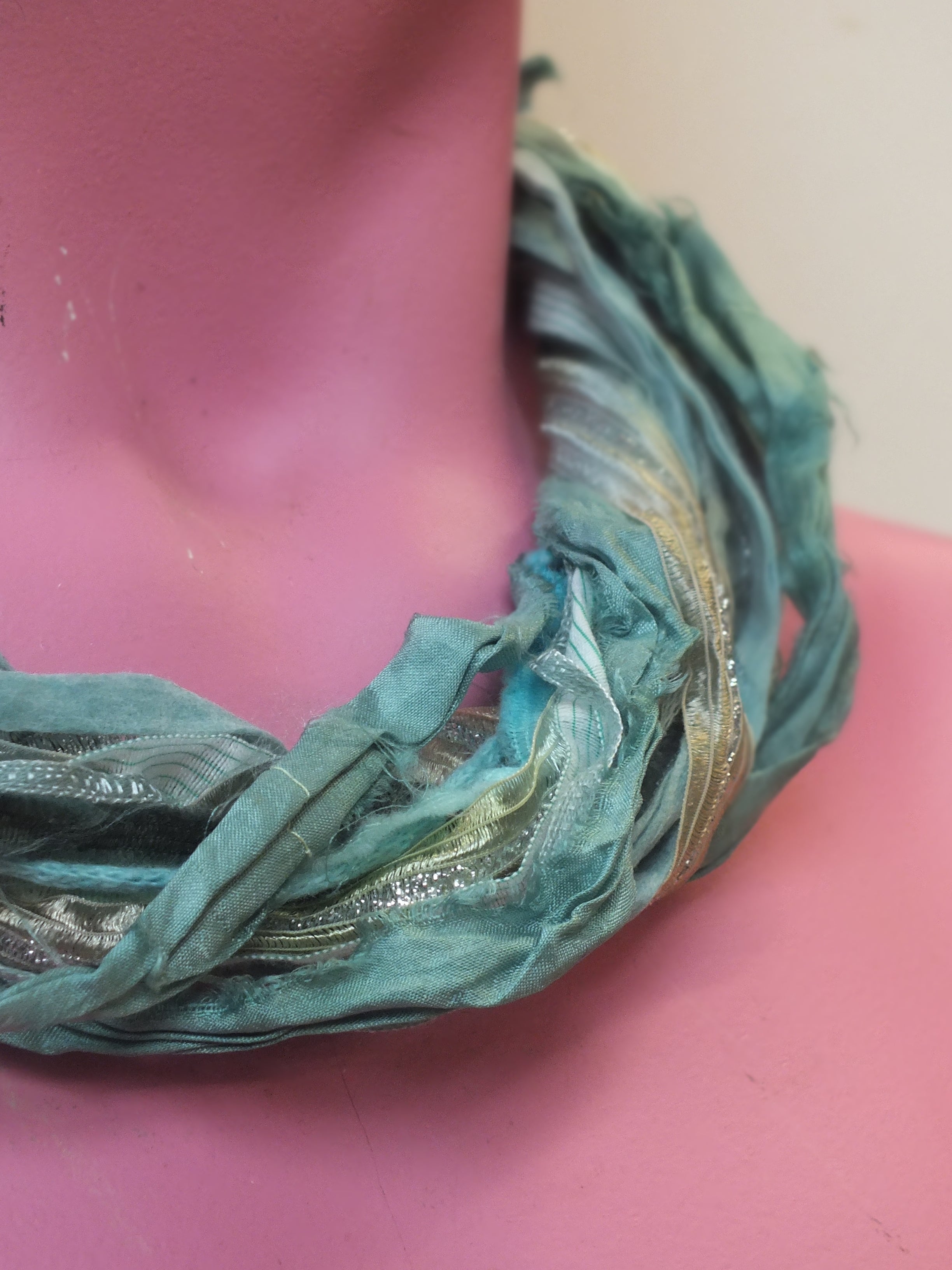 Silk Yarn Necklace in Seafoam - Megan Crook