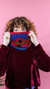 Reversible Red Aztec and Bouclé Snood