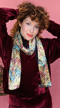 Load image into Gallery viewer, Velvet Scarf in Rainbow Chevron