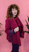 Load image into Gallery viewer, Embellished Cropped Wool Coat in Cherry