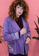 Load image into Gallery viewer, Embellished Cropped Wool Coat in Lilac