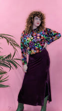 Load image into Gallery viewer, Maxi Velvet Side Split Skirt in Plum