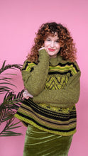 Load image into Gallery viewer, Knitted Pattern Mix Jumper in Olive Green