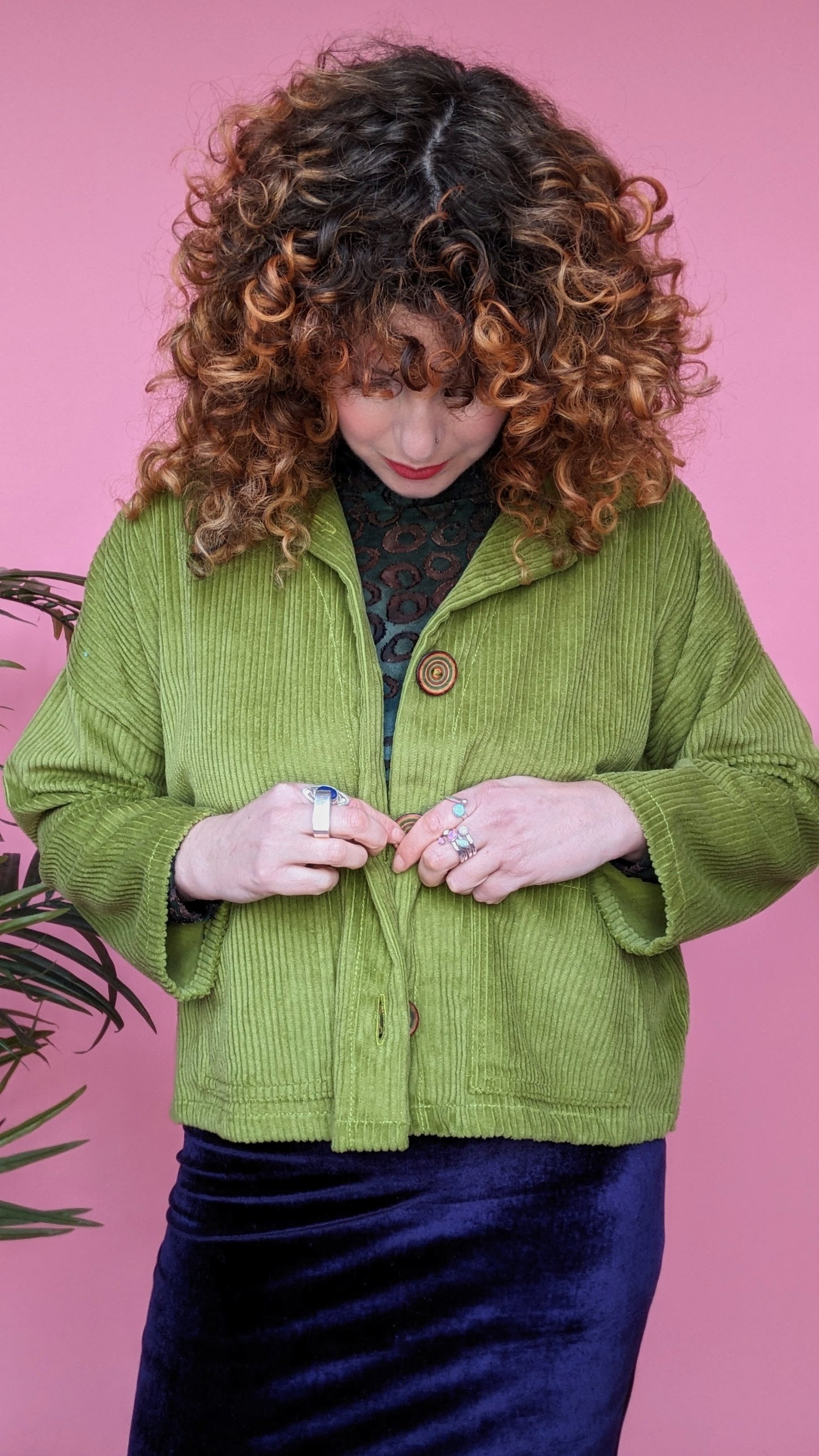 Corduroy Cropped Chore Jacket in Olive