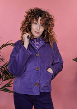 Load image into Gallery viewer, Corduroy Cropped Chore Jacket in Grape