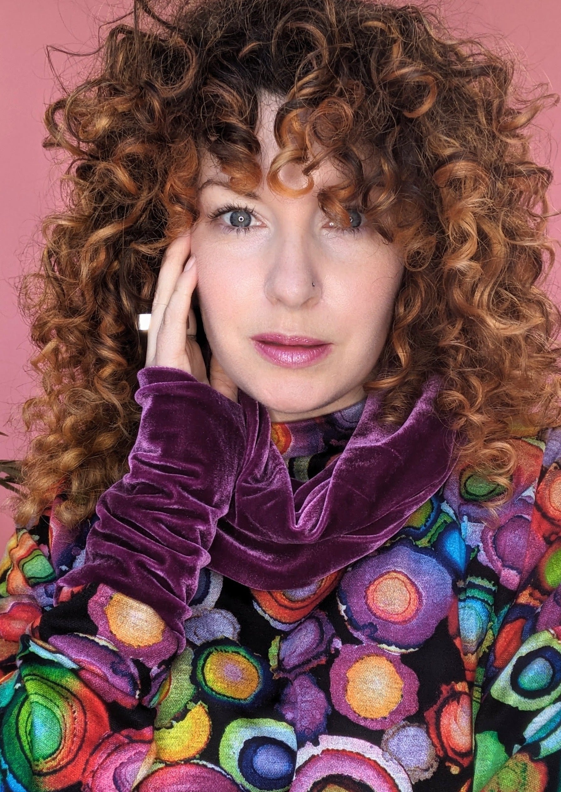 Velvet Cowl and Wrist Warmers Set in Plum - Megan Crook