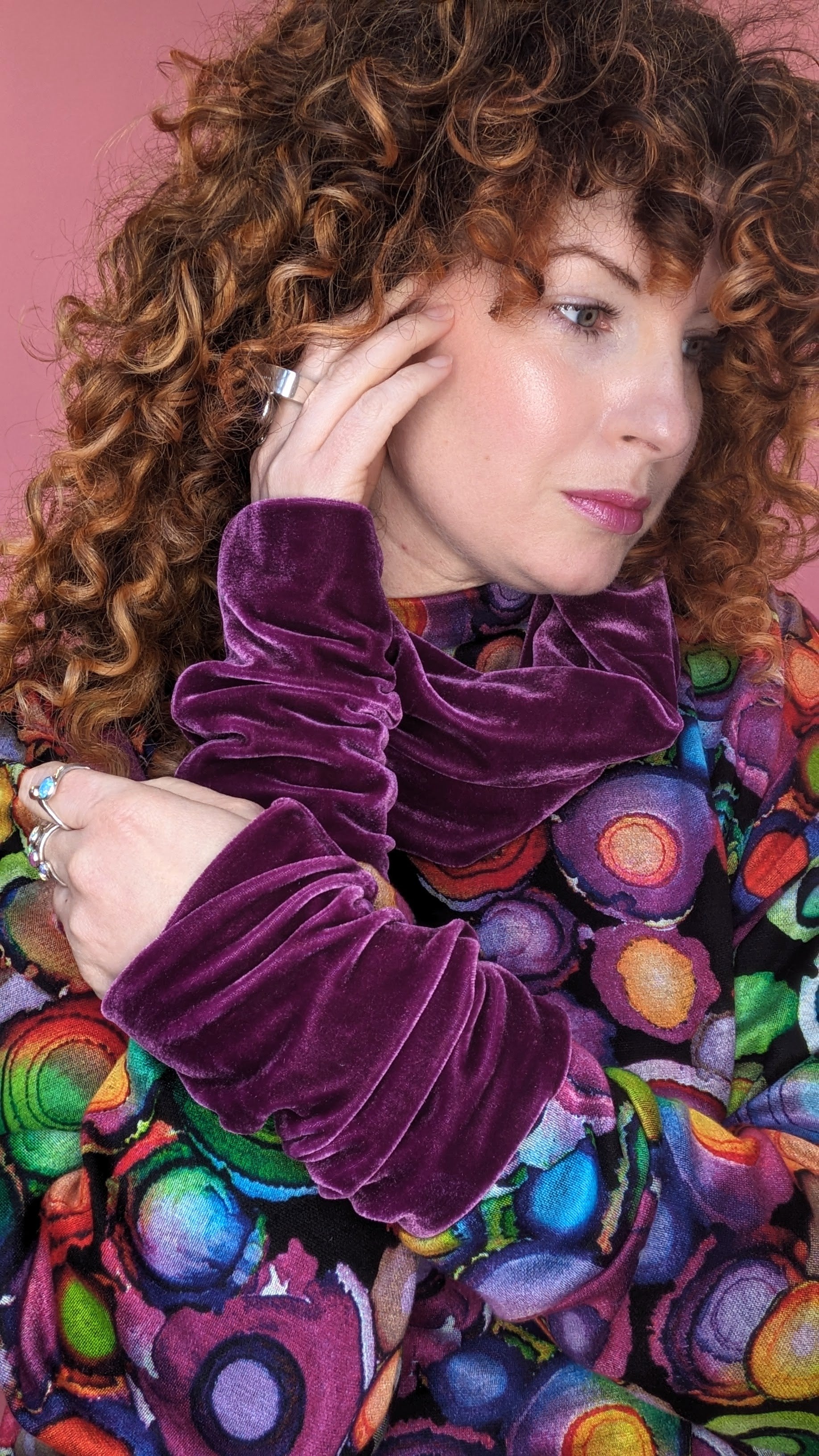 Velvet Cowl and Wrist Warmers Set in Plum - Megan Crook