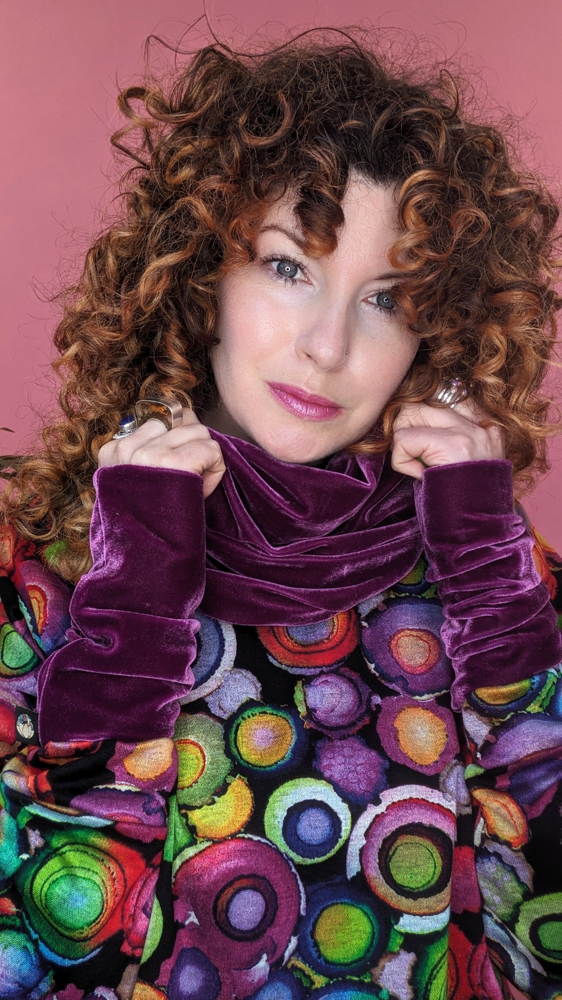 Velvet Cowl and Wrist Warmers Set in Plum - Megan Crook