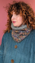 Load image into Gallery viewer, Reversible Grey Speckle and Bouclé Snood