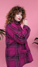Load image into Gallery viewer, Brushed Wool Long Jacket in Berry Plaid