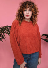 Load image into Gallery viewer, Batwing Pullover in Orange Glitter Chenille
