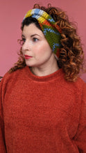 Load image into Gallery viewer, Knitted Headband in Colour Block Pattern Clash