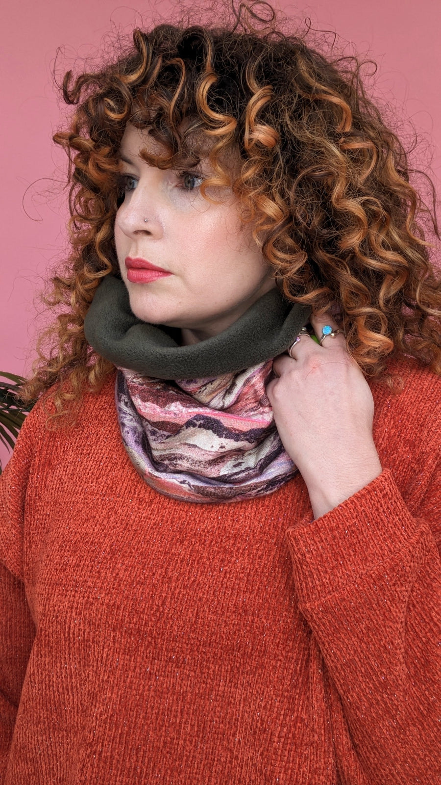 Reversible Liberty and Fleece Snood in Pink Mountain