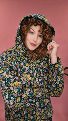 SALE - Funnel Neck Pullover in Green/Mustard Floral - Megan Crook