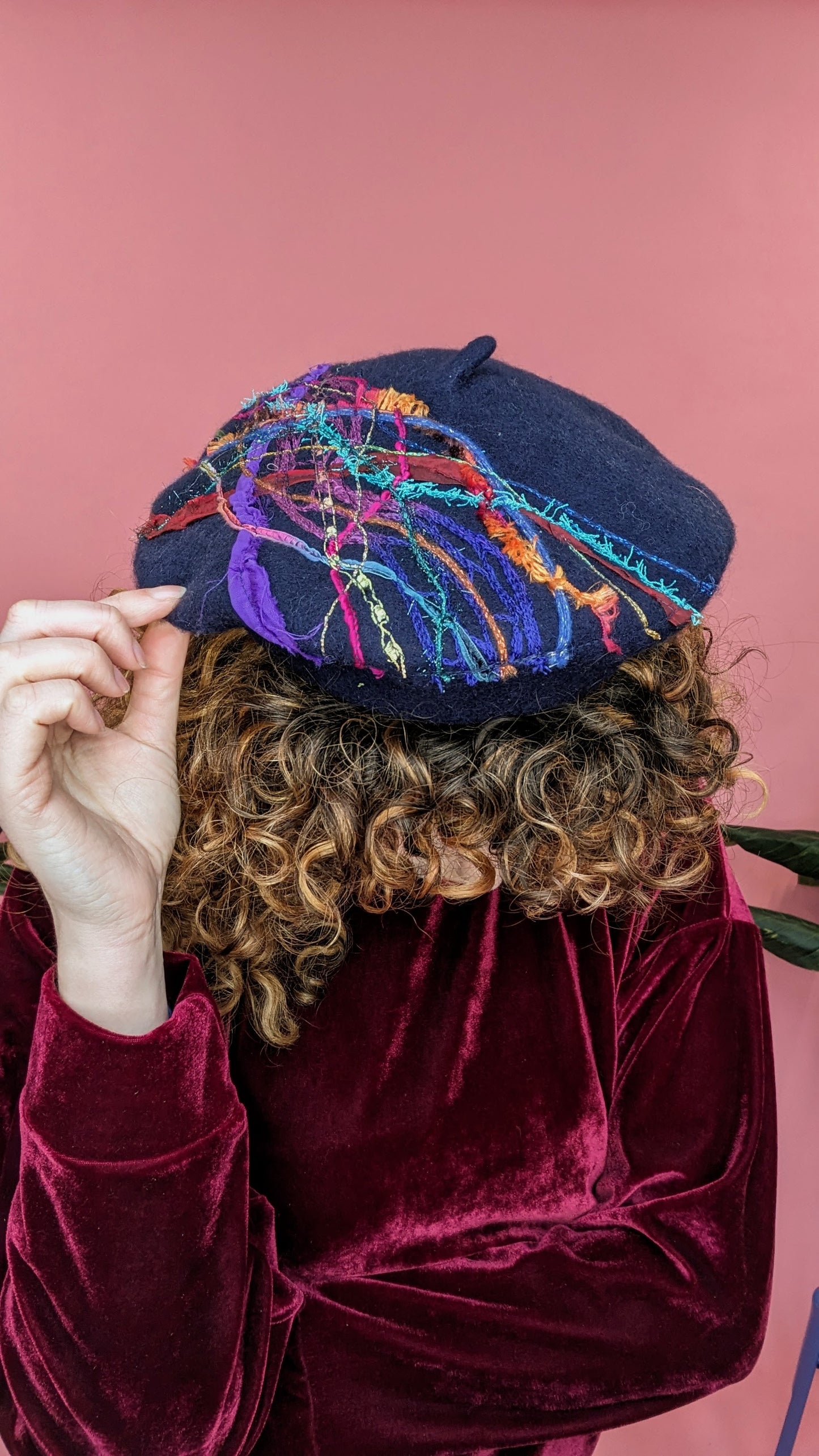 Embellished Beret in Navy