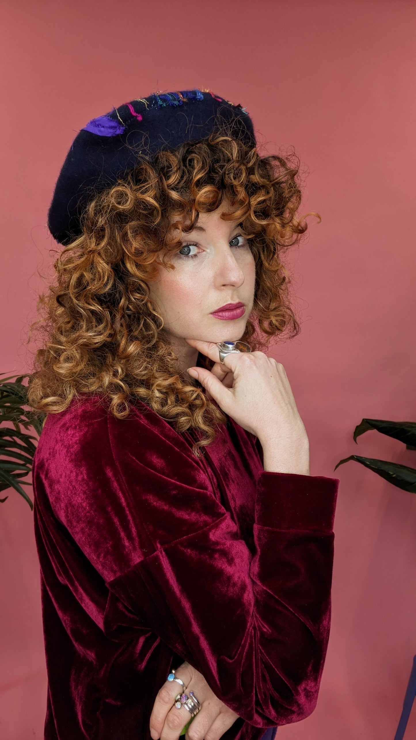 Embellished Beret in Navy