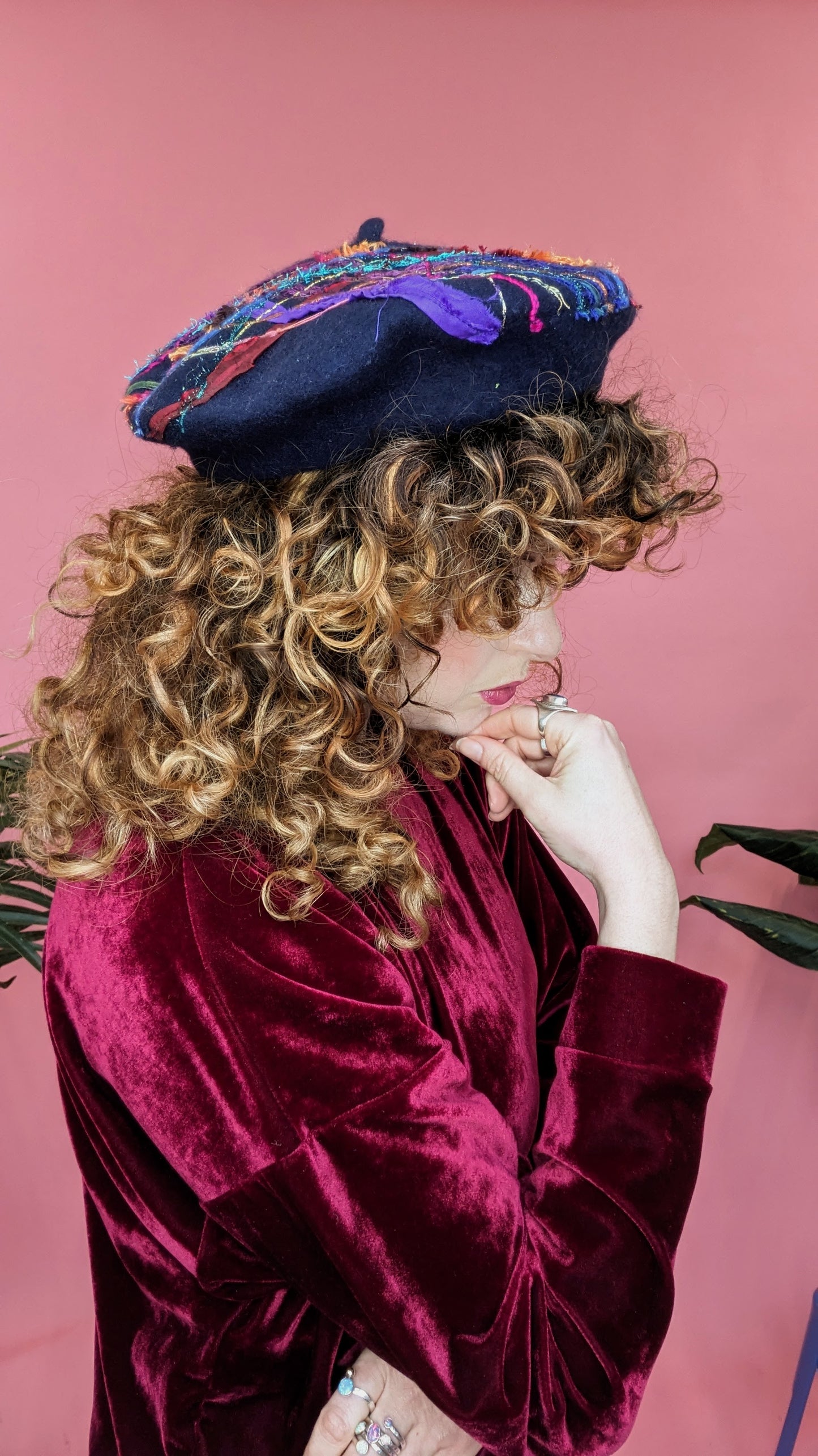 Embellished Beret in Navy