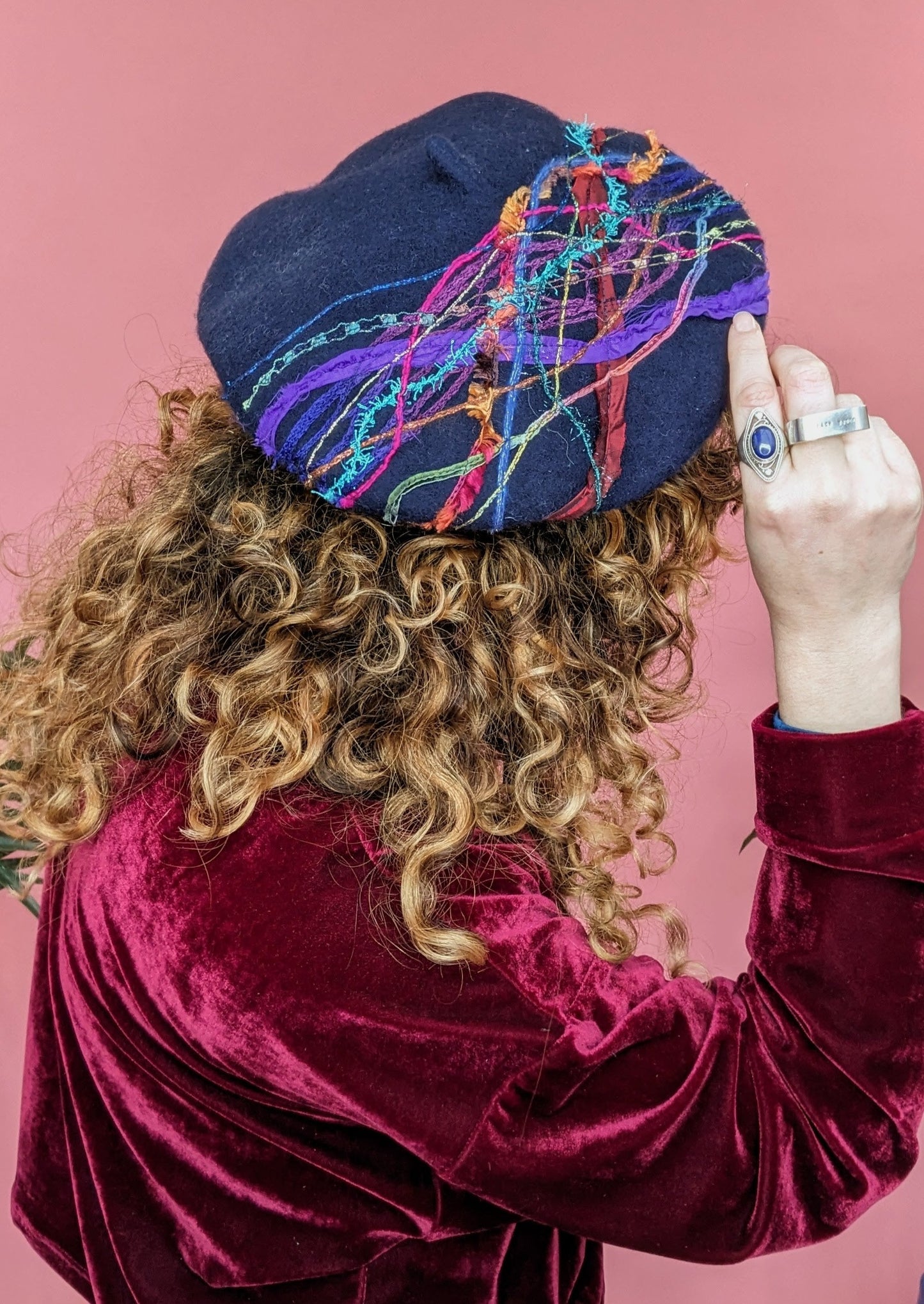 Embellished Beret in Navy