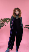 Load image into Gallery viewer, Velvet Dungaree Jumpsuit in Midnight