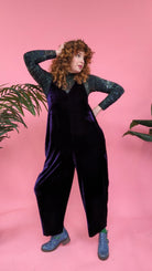 Velvet Dungaree Jumpsuit in Midnight - Megan Crook