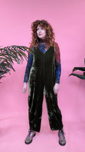 Load image into Gallery viewer, Velvet Dungaree Jumpsuit in Dark Olive