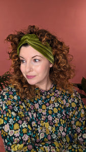 Velvet Headband in Olive