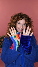 Load image into Gallery viewer, Reversible Hand Warmers in Rainbow Stripe